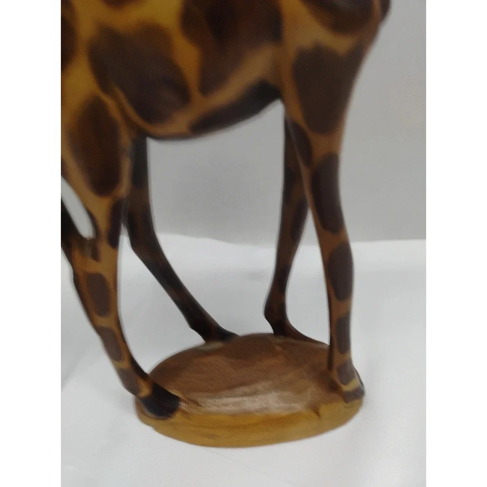 PAIR OF HAND CARVED & PAINTED WOODEN GIRAFFE FIGURINES FROM KENYA - 12